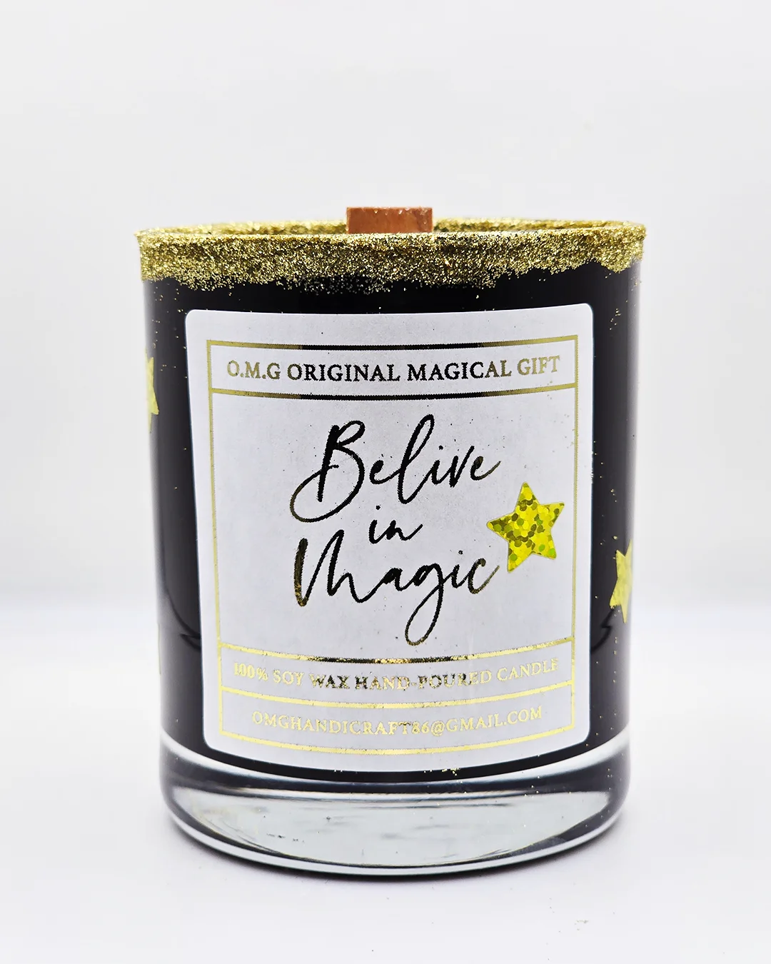 Belive in Magic Soy Wax Vegan Candle - original magical gift 1 Believe in Magic Gold Soy Wax Candle - Image 1
