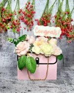 "Congrats" Pink Soy Wax Bouquet - Image 4