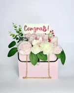 "Congrats" Pink Soy Wax Bouquet