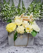 "Love u Mum" Yellow Soy Wax Bouquet - Image 2