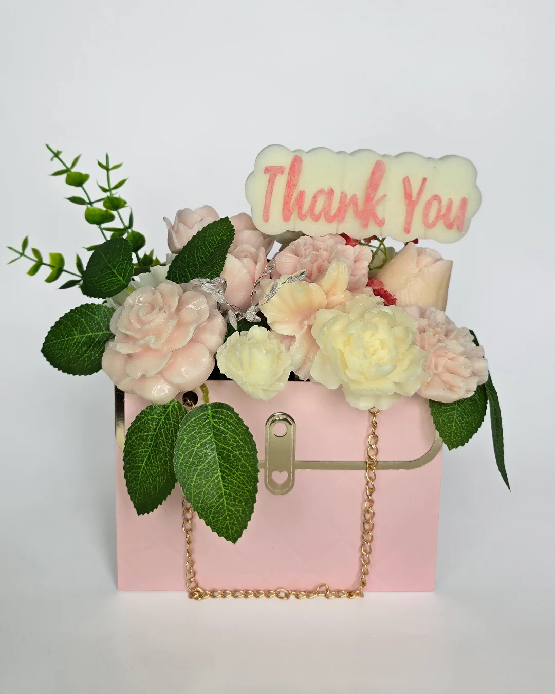 "Thank You" Pink Soy Wax Bouquet - Image 1